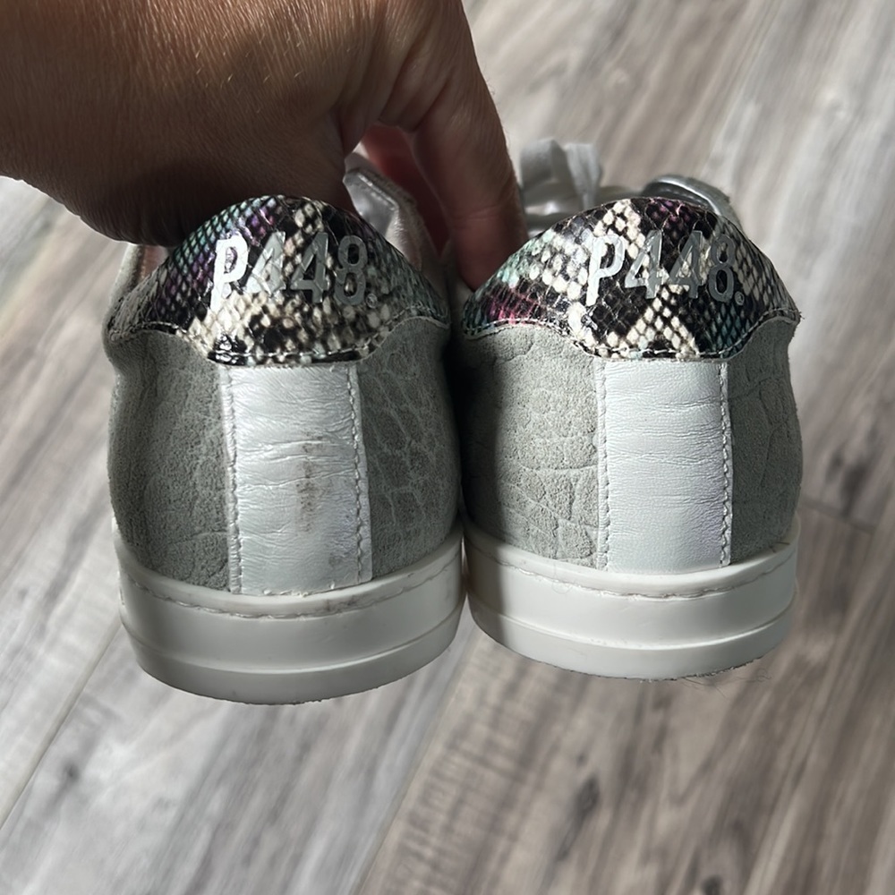 P448 grey suede croc embossed snake print leather sneakers shoes size 36 - Picture 5 of 10